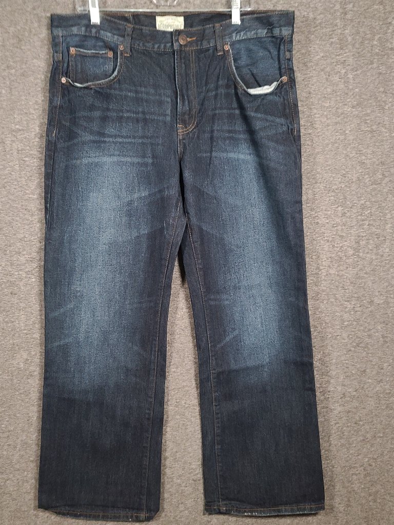 Aeropostale Mens 36x32 Benton Bootcut Dark Wash Denim Relaxed Fit Jeans